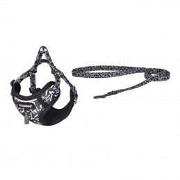 Dog set Dogness harness and leash (Black and white)