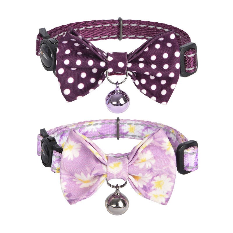 Collar set Dogness for cats 2 pcs (Calamus Purple-Polka Dot Purple)