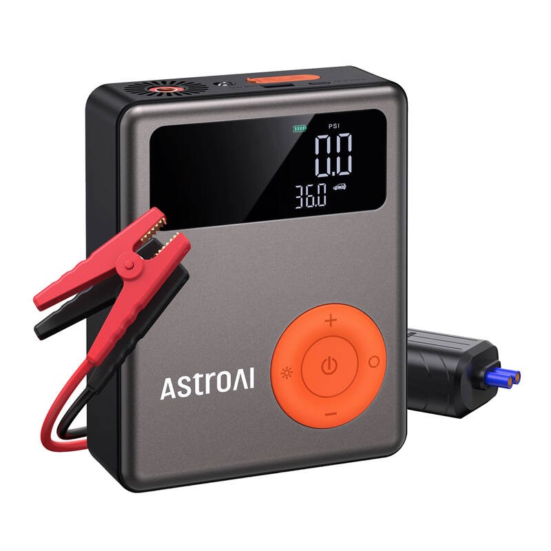 Urządzenie 4 w 1 do awaryjnego uruchamiania AstroAI DK-MF139 Jump starter + kompresor + powerbank + latarka