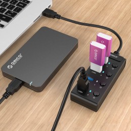 Orico  USB 3.0. Hub with switches, 5x USB (black)