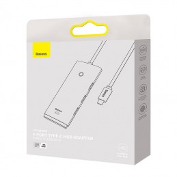 Hub 4in1 Baseus Lite Series USB-C to 4x USB 3.0 + USB-C, 2m (White)