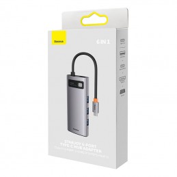 Hub 6in1 Baseus Metal Gleam Series, USB-C to 3x USB 3.0 + HDMI + USB-C PD + VGA