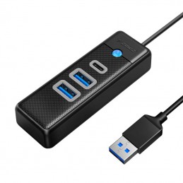 Orico Hub Adapter USB to 2x USB 3.0 + USB-C, 5 Gbps, 0.15m (Black)