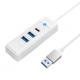 Orico Hub Adapter USB to 2x USB 3.0 + USB-C, 5 Gbps, 0.15m (White)