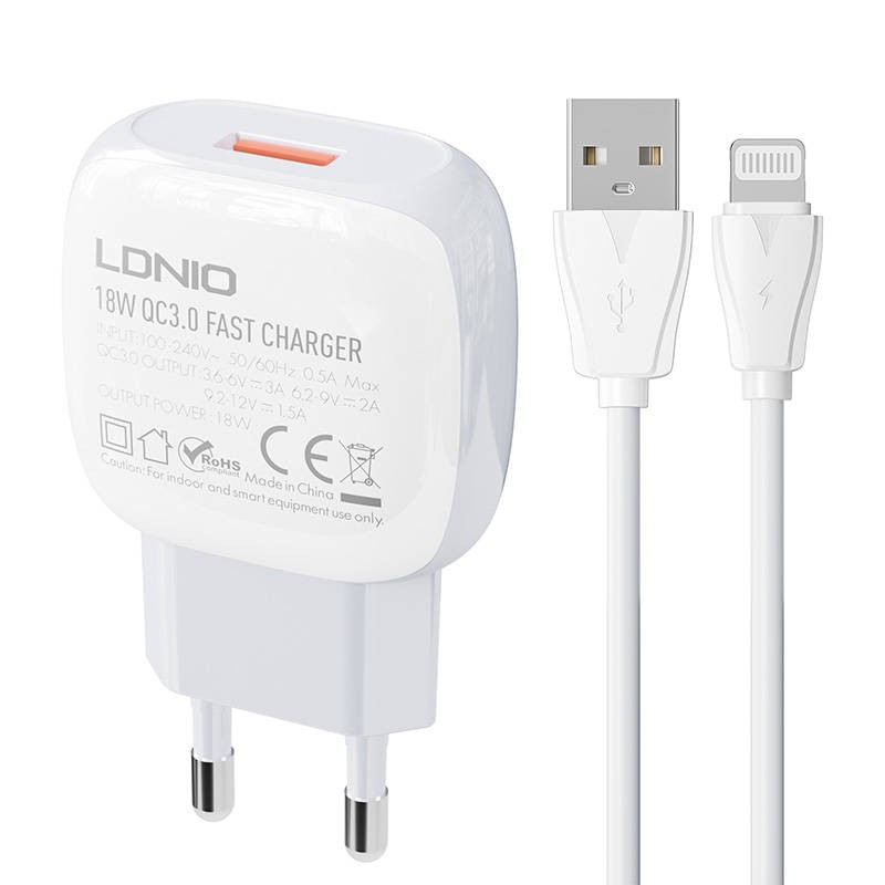 Wall charger  LDNIO A1306Q 18W +  Lightning cable