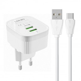 Wall charger  LDNIO A201 2USB +  USB-C cable