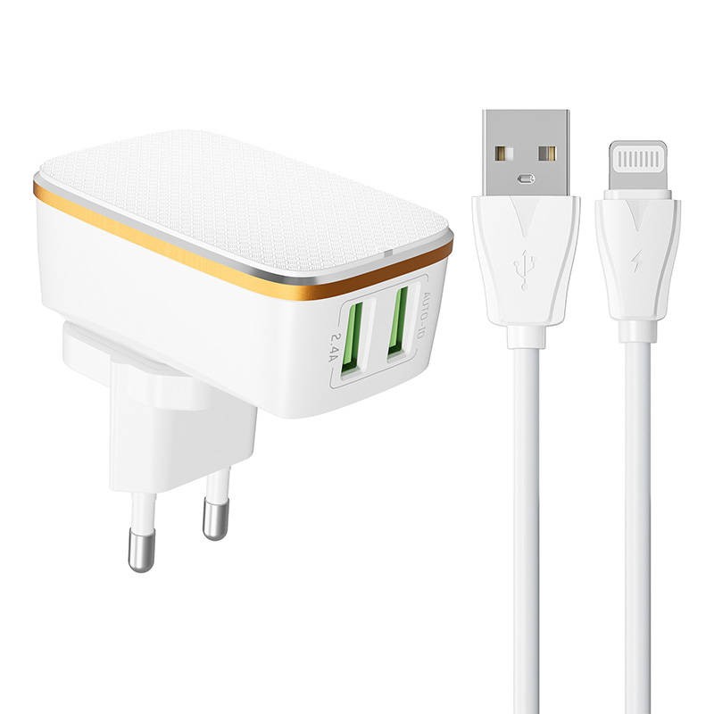 Wall charger  LDNIO A2204 2USB + Lightning cable