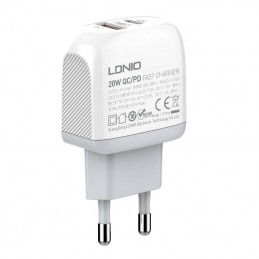 Wall charger  LDNIO A2313C USB, USB-C + USB-C - Lightning cable