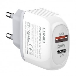 Wall charger  LDNIO A2313C USB, USB-C + USB-C - Lightning cable