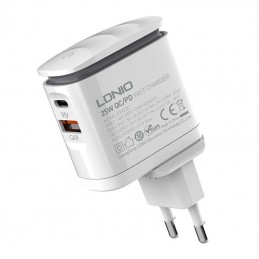 Wall charger  LDNIO A2423C USB, USB-C + Lightning cable