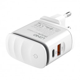 Wall charger  LDNIO A2423C USB, USB-C + Lightning cable