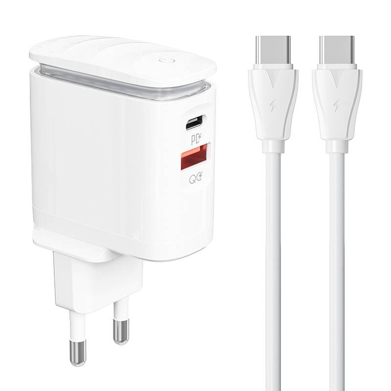 Wall charger  LDNIO A2423C USB, USB-C + USB-C - USB-C cable