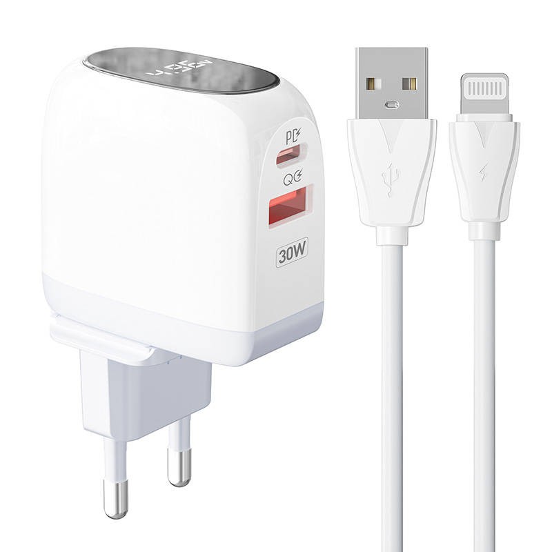 Wall charger  LDNIO A2522C USB, USB-C 30W + Lightning cable