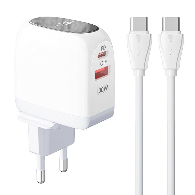 Wall charger  LDNIO A2522C USB, USB-C 30W + USB-C - USB-C cable