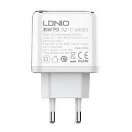 Wall charger LDNIO A2528C 2USB-C 35W + USB-C - Lightning cable