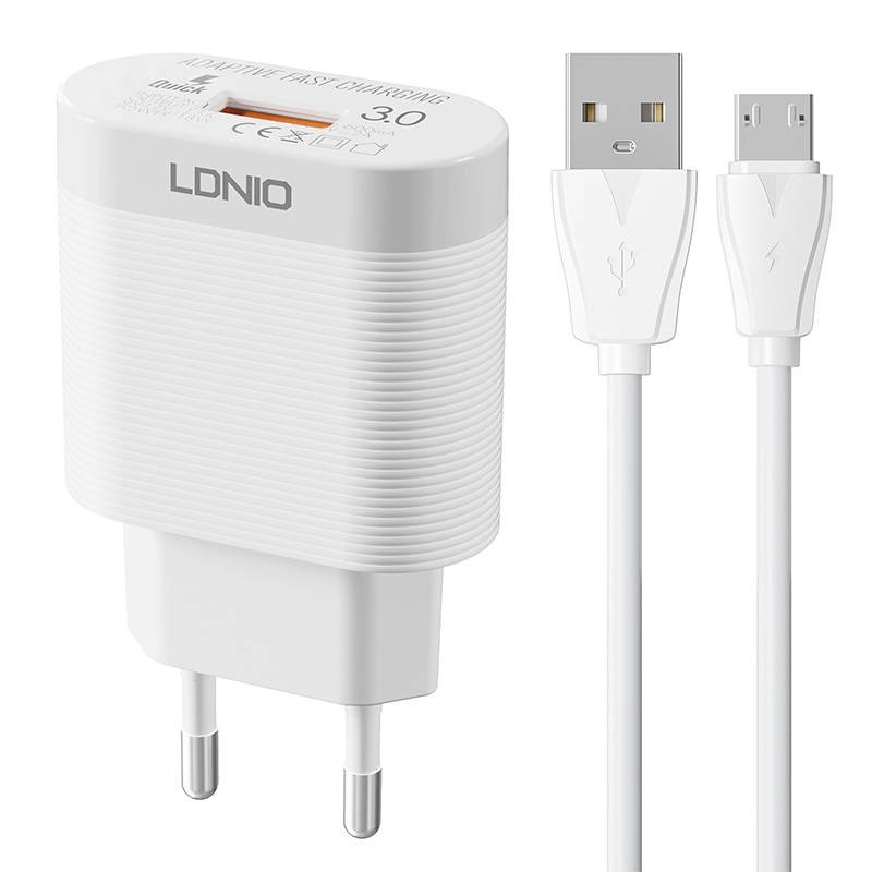 Wall charger LDNIO A303Q USB 18W + MicroUSB cable