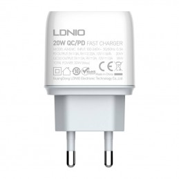 Wall charger LDNIO A2424C USB, USB-C 20W + USB-C - Lightning Cable