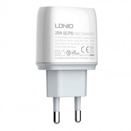 Wall charger LDNIO A2424C USB, USB-C 20W + USB-C - Lightning Cable