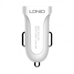 LDNIO DL-C17 car charger, 1x USB, 12W + Lightning cable (white)