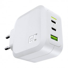 Power charger Green Cell GC PowerGaN 65W (2x USB-C Power Delivery, 1x USB-A compatible with Quick Charge 3.0) (white)