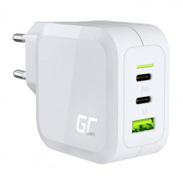 Power charger Green Cell GC PowerGaN 65W (2x USB-C Power Delivery, 1x USB-A compatible with Quick Charge 3.0) (white)