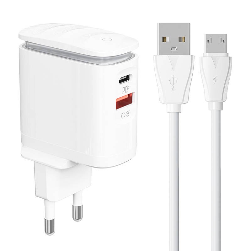 Wall charger  LDNIO A2423C USB, USB-C + MicroUSB cable