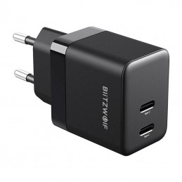 Wall charger Blitzwolf BW-S22, GaN, 2x USB-C, 35W (black)