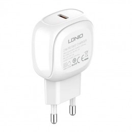 LDNIO A1206C Wall Charger, USB-C, 27W + USB-C to USB-C Cable (White)